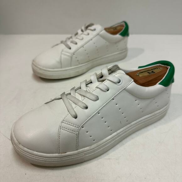 VERY GOOD J. Crew Crew Cuts Saturday Sneakers White Leather Green Big Kids 4 - Picture 5 of 11